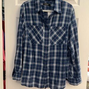 NWT Ralph Lauren Blue Plaid Top Size 1X